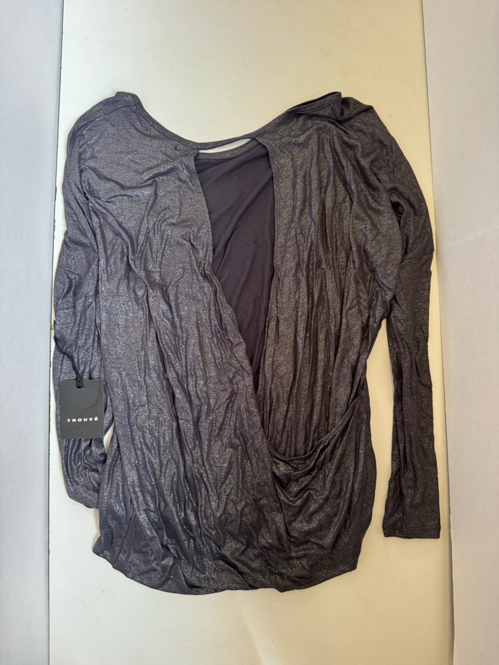 Trouve metallic open center back detail top size medium